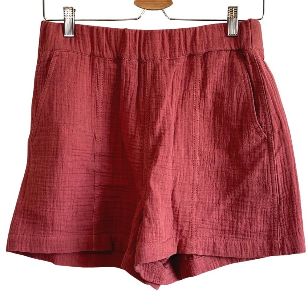 Madewell Gauze Shorts Rose Pink Womens Size S Elastic Waist Cotton Relaxed